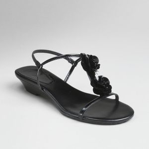 Anne Klein Black Low Wedge Sandal 7.5